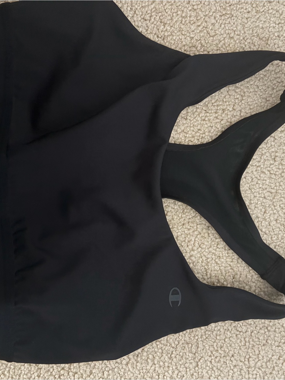 Champion Black Racerback Sports Bra with Subtle Logo
